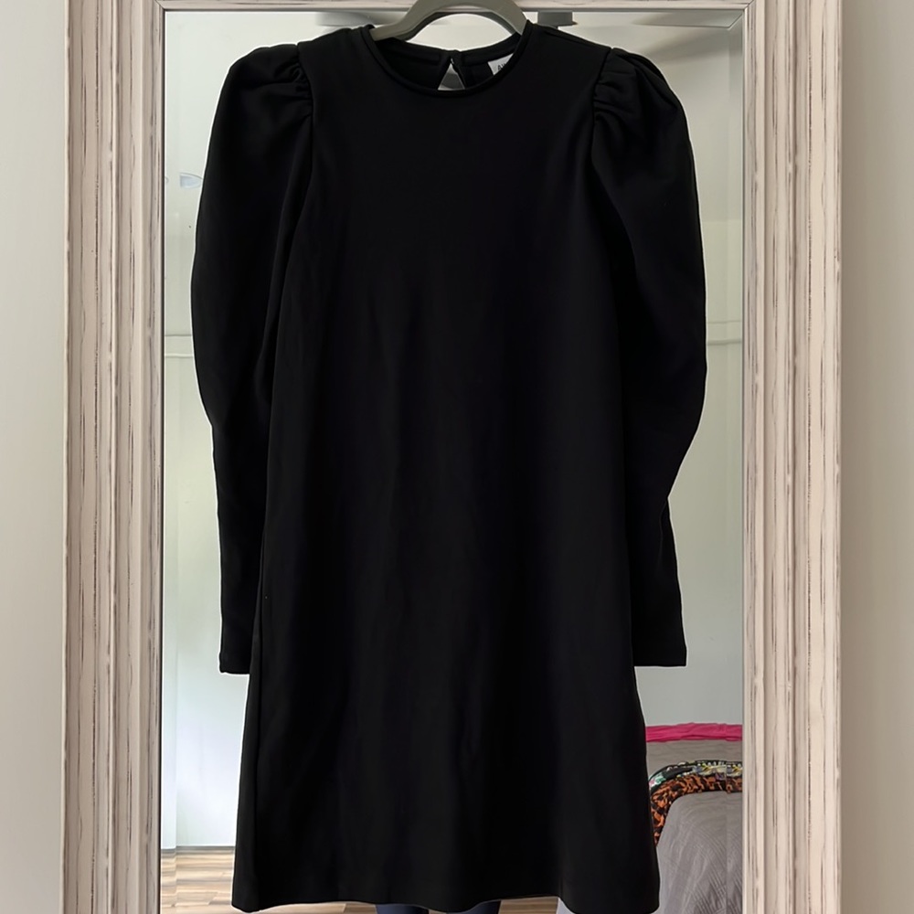 Aware‎ by Vero Moda Little Black Cotton Dress Pouf Long Sleeves Size XS NWT - Picture 5 of 8